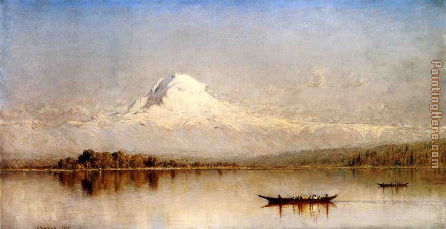 Mount Rainier, Bay of Tacoma, Puget Sound painting - Sanford Robinson Gifford Mount Rainier, Bay of Tacoma, Puget Sound art painting